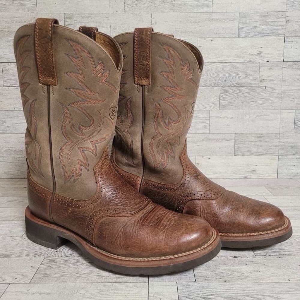Men's Ariat Heritage Crepe Western Brown Leather Rodeo Cowboy Boots Size 9 D